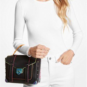 Michael Kors brand-new Manhattan black leather satchel